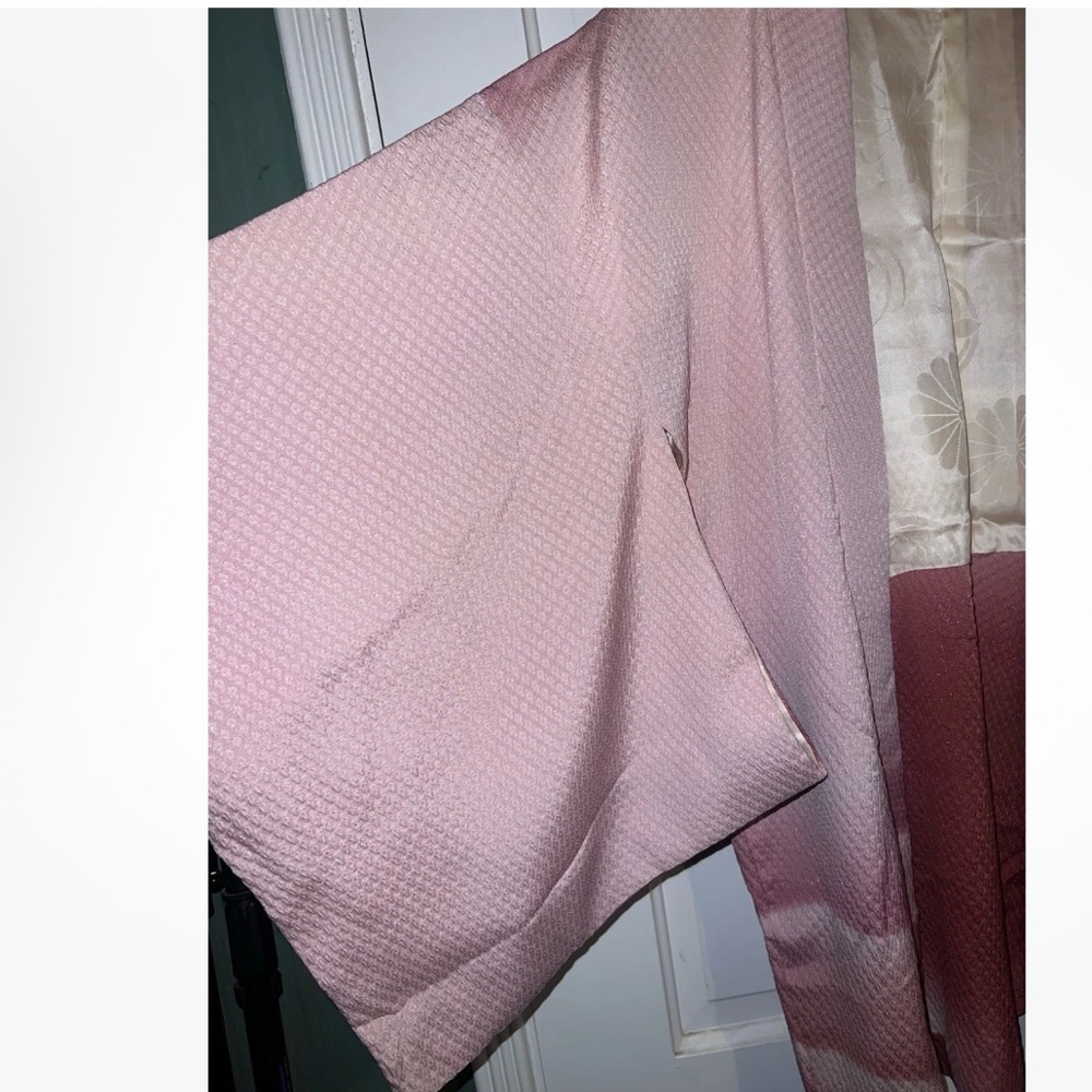 Vintage Haori Pink Ombré Reversible Satin Kimono Jacket fairy Robe S M L - Picture 11 of 14